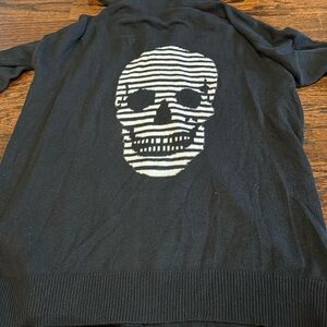 Zip up cotton cashmere sweater with skull